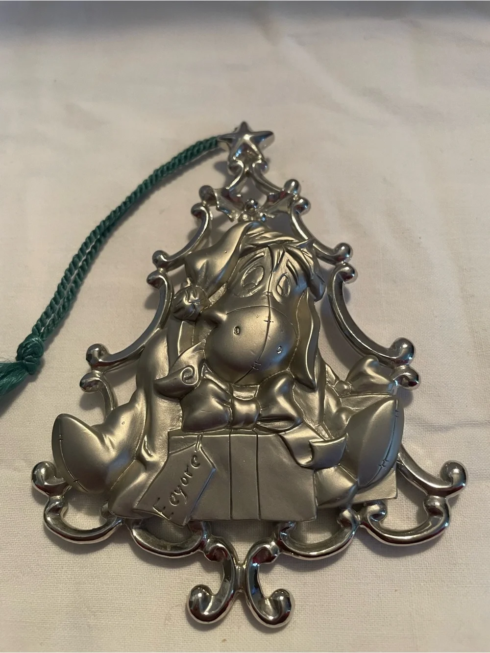 NWOT SilverTone Disney Eeyore Ornament - Holiday Tree Design